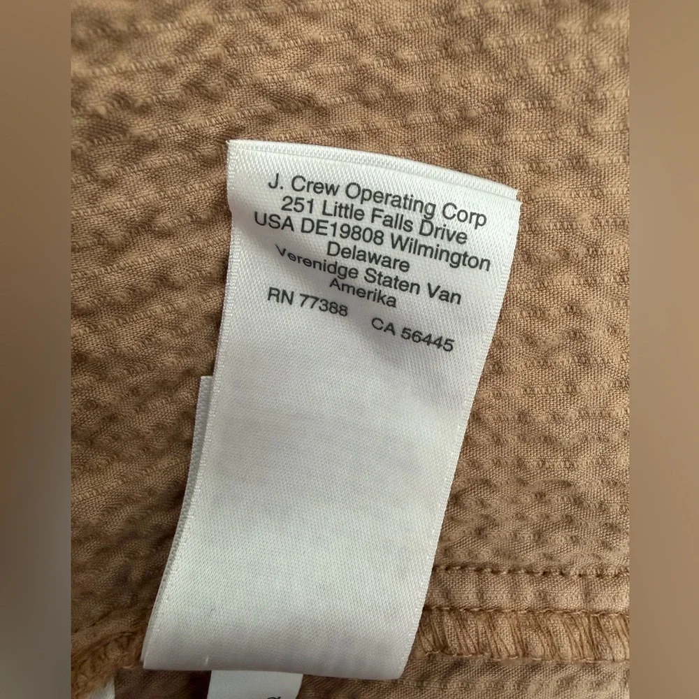 J. Crew Zip Front Cinched Waist Textured Corduroy Dress Pale Mocha Women Size 6
